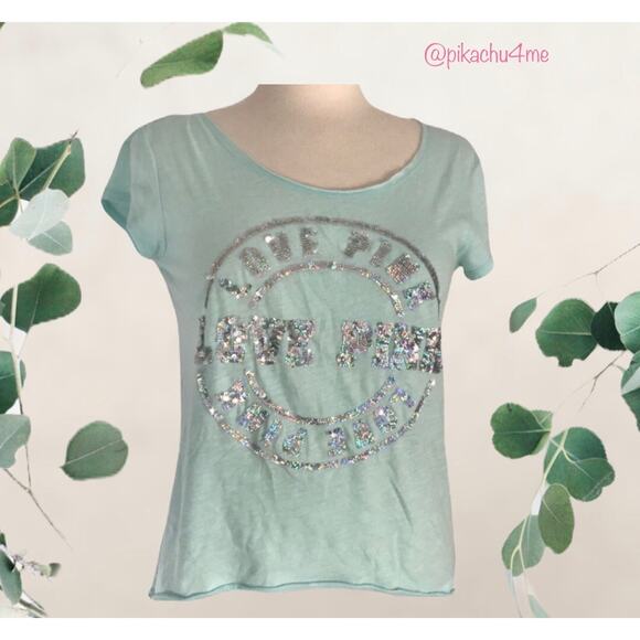 Scoop Necks Tee Short Sleeve Tops Baby Blue Small - Picture 6 of 6